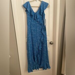 London Times Blue Patterned Maxi Dress NWTs